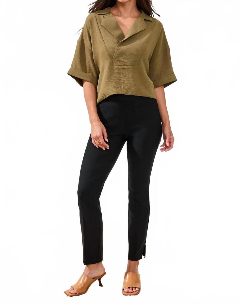 NEW TRIBAL women's pull on flatten it slim slacks pants in black